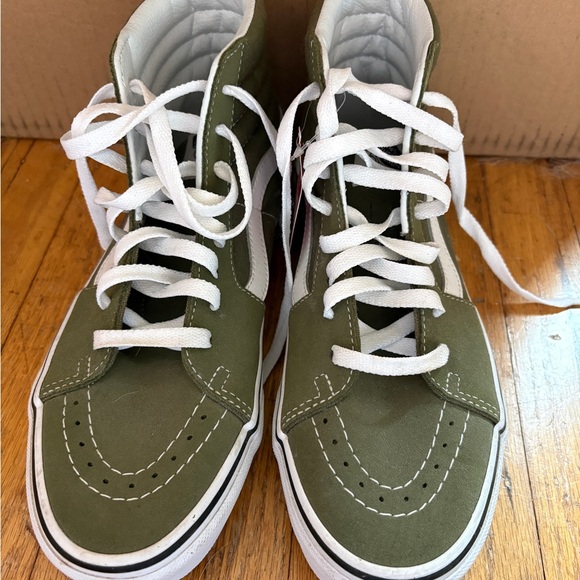 Vans Olive and White Skate Shoes - Picture 2 of 6